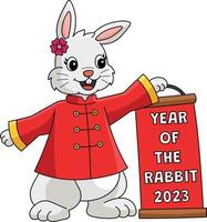Jahr des Kaninchens 2023 Cartoon farbige Cliparts vektor