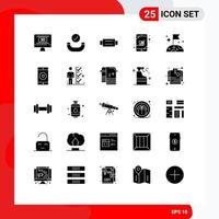 25 thematische Vektor-Solid-Glyphen und editierbare Symbole von bearbeitbaren Vektordesign-Elementen für Weltraummondgürtel-Einkaufsgeräte vektor