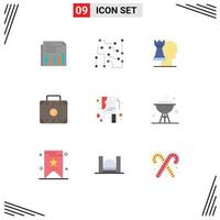 uppsättning av 9 modern ui ikoner symboler tecken för bagage strategisk kretsar modern företag redigerbar vektor design element