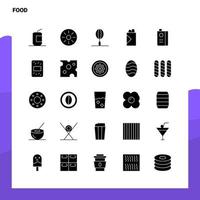 25 Lebensmittel-Icon-Set solide Glyphen-Icon-Vektor-Illustrationsvorlage für Web- und mobile Ideen für Unternehmen vektor
