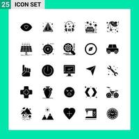 Packung mit 25 soliden Stil-Icon-Set Glyphen-Symbolen für den Druck kreative Zeichen isoliert auf weißem Hintergrund 25 Icon-Set kreativer schwarzer Icon-Vektor-Hintergrund vektor