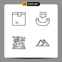 Packung mit 4 modernen Filledline-Flachfarben Zeichen und Symbolen für Web-Printmedien wie Box erneuerbares Produkt Telefon Wind editierbare Vektordesign-Elemente vektor