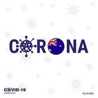 australien coronavirus typografie covid19 länderbanner bleib zu hause bleib gesund achte auf deine eigene gesundheit vektor