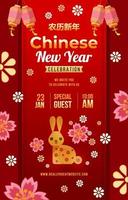 elegant kinesisk ny år kanin år affisch begrepp vektor