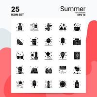 25 Sommer-Icon-Set 100 bearbeitbare Eps 10 Dateien Business-Logo-Konzept-Ideen solides Glyph-Icon-Design vektor