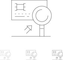 Analyse Bankkartenerkennung Betrug Fett und dünne schwarze Linie Symbolsatz vektor