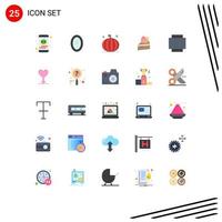 25 flaches Farbkonzept für mobile Websites und Apps Ei Dessert Spiegelkuchen Ernte editierbare Vektordesign-Elemente vektor