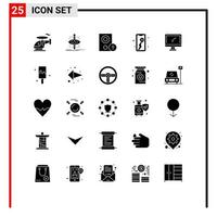 Aktienvektor-Icon-Pack mit 25 Linienzeichen und Symbolen für Computerkarten-Computer-Standortsignal editierbare Vektordesign-Elemente vektor