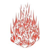 Feuer im Umrissstil. große Flamme. helle flammende elemente. bunte Vektorillustration auf einem weißen Hintergrund. vektor