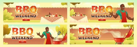 bbq-wochenende-flyer, picknick mit kochgrill vektor
