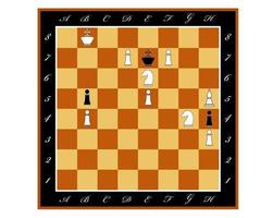Schachbrett mit Figuren bezeugen Matt in drei Zügen vektor