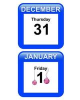 kalender med tal december 31 januari 1 ny år vektor