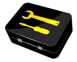 Black Box zum Speichern von Werkzeugen auf weißem Hintergrund vektor