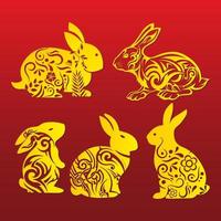samling av kanin ikon maskot kinesisk ny år. år av de kanin vektor