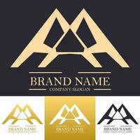 enkel abstrakt trippel- brev aaa logotyp design illustration med natur bergen begrepp i guld Färg vektor