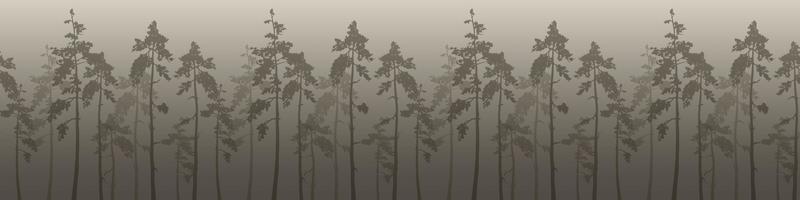 geometrisk sömlös bakgrund av lutning grön rader av ruter med gran träd silhuetter. skog i de dimma vektor