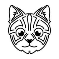 svart och vit linje konst av söt katt huvud. Bra använda sig av för symbol, maskot, ikon, avatar, tatuering, t-shirt design, logotyp eller några design. vektor