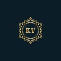 Buchstabe kv-Logo mit luxuriöser Goldvorlage. Eleganz-Logo-Vektorvorlage. vektor