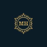 Buchstabe mh-Logo mit luxuriöser Goldvorlage. Eleganz-Logo-Vektorvorlage. vektor