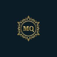 brev mq logotyp med lyx guld mall. elegans logotyp vektor mall.