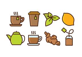 Kräutertee Icon Set vektor