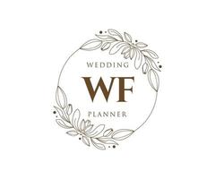 wf initialen brief hochzeitsmonogramm logos sammlung, handgezeichnete moderne minimalistische und florale vorlagen für einladungskarten, save the date, elegante identität für restaurant, boutique, café im vektor