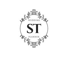 st initialen brief hochzeit monogramm logos sammlung, handgezeichnete moderne minimalistische und florale vorlagen für einladungskarten, save the date, elegante identität für restaurant, boutique, café im vektor