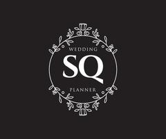 sq initialen brief hochzeitsmonogramm logos sammlung, handgezeichnete moderne minimalistische und florale vorlagen für einladungskarten, save the date, elegante identität für restaurant, boutique, café im vektor