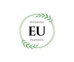 eu initialen brief hochzeitsmonogramm logos sammlung, handgezeichnete moderne minimalistische und florale vorlagen für einladungskarten, save the date, elegante identität für restaurant, boutique, café im vektor