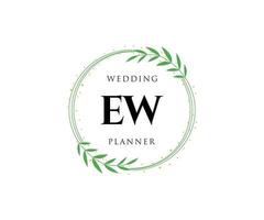 ew initials brief hochzeitsmonogramm logos sammlung, handgezeichnete moderne minimalistische und florale vorlagen für einladungskarten, save the date, elegante identität für restaurant, boutique, café im vektor