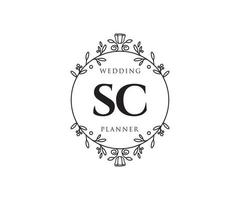 sc initialer brev bröllop monogram logotyper samling, hand dragen modern minimalistisk och blommig mallar för inbjudan kort, spara de datum, elegant identitet för restaurang, boutique, Kafé i vektor