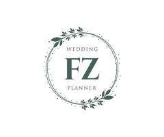 fz initialen brief hochzeitsmonogramm logos sammlung, handgezeichnete moderne minimalistische und florale vorlagen für einladungskarten, save the date, elegante identität für restaurant, boutique, café im vektor