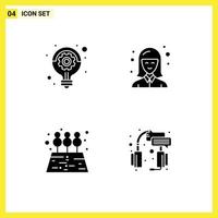 Piktogramm-Set aus 4 einfachen soliden Glyphen von Business-Garten-Ideen-Studentenzentrum editierbare Vektor-Design-Elemente vektor