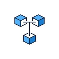 blaues Symbol für Blockchain-Kryptowährungsvektor. drei verbundene Blöcke unterzeichnen vektor