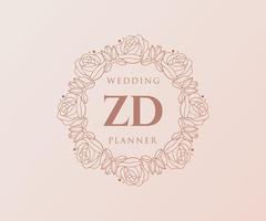 zd initialen brief hochzeitsmonogramm logos sammlung, handgezeichnete moderne minimalistische und florale vorlagen für einladungskarten, save the date, elegante identität für restaurant, boutique, café im vektor