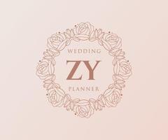 zy initialen brief hochzeitsmonogramm logos sammlung, handgezeichnete moderne minimalistische und florale vorlagen für einladungskarten, save the date, elegante identität für restaurant, boutique, café im vektor