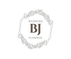 bj initialen brief hochzeitsmonogramm logos sammlung, handgezeichnete moderne minimalistische und florale vorlagen für einladungskarten, save the date, elegante identität für restaurant, boutique, café im vektor