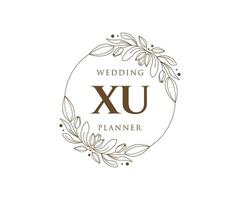 xu initialen brief hochzeitsmonogramm logos sammlung, handgezeichnete moderne minimalistische und florale vorlagen für einladungskarten, save the date, elegante identität für restaurant, boutique, café im vektor