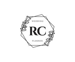 första rc feminin logotyp. användbar för natur, salong, spa, kosmetisk och skönhet logotyper. platt vektor logotyp design mall element.