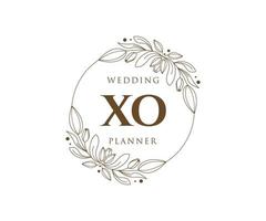 xo initials brief hochzeitsmonogramm logos sammlung, handgezeichnete moderne minimalistische und florale vorlagen für einladungskarten, save the date, elegante identität für restaurant, boutique, café im vektor