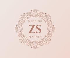 zs initialen brief hochzeitsmonogramm logos sammlung, handgezeichnete moderne minimalistische und florale vorlagen für einladungskarten, save the date, elegante identität für restaurant, boutique, café im vektor