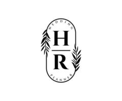 hr initialen brief hochzeit monogramm logos sammlung, handgezeichnete moderne minimalistische und florale vorlagen für einladungskarten, save the date, elegante identität für restaurant, boutique, café im vektor