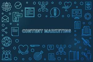 Content-Marketing-Vektor blauer Umriss horizontaler Rahmen vektor