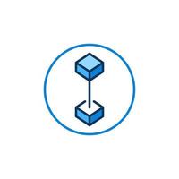 Blockchain-Vektorkonzept blaues rundes Symbol - Blockchain mit 2 Blöcken im Kreiszeichen vektor