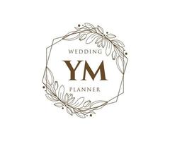 ym initialen brief hochzeitsmonogramm logos sammlung, handgezeichnete moderne minimalistische und florale vorlagen für einladungskarten, save the date, elegante identität für restaurant, boutique, café im vektor