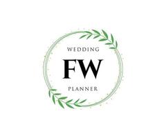 fw initialen brief hochzeitsmonogramm logos sammlung, handgezeichnete moderne minimalistische und florale vorlagen für einladungskarten, save the date, elegante identität für restaurant, boutique, café im vektor