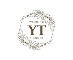 yt initials brief hochzeitsmonogramm logos sammlung, handgezeichnete moderne minimalistische und florale vorlagen für einladungskarten, save the date, elegante identität für restaurant, boutique, café im vektor