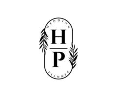 hp initialen brief hochzeitsmonogramm logos sammlung, handgezeichnete moderne minimalistische und florale vorlagen für einladungskarten, save the date, elegante identität für restaurant, boutique, café im vektor