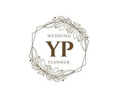 yp initialen brief hochzeitsmonogramm logos sammlung, handgezeichnete moderne minimalistische und florale vorlagen für einladungskarten, save the date, elegante identität für restaurant, boutique, café im vektor