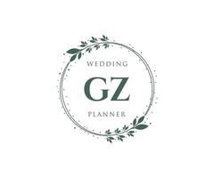 gz initialen brief hochzeitsmonogramm logos sammlung, handgezeichnete moderne minimalistische und florale vorlagen für einladungskarten, save the date, elegante identität für restaurant, boutique, café im vektor